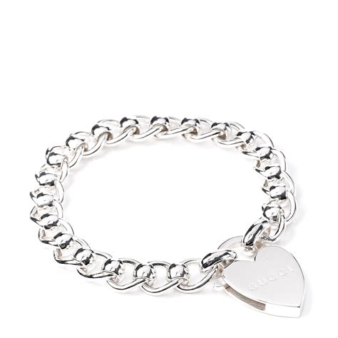 gucci sterling silver heart bracelet|silver bracelet with interlocking g.